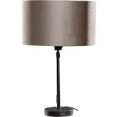 QAZQA - Modern Tischleuchte I Tischlampe I Lampe I Leuchte Schwarz mit Taupe Samt-Schirm 35cm - Parte I Wohnzimmer I Schlafzimmer - Stahl Länglich I Rund - LED geeignet E27
