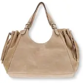 Manfield Sandfarbener Veloursleder-Shopper | Größe Onesize