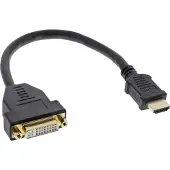 InLine HDMI-DVI Adapterkabel, HDMI Stecker auf DVI Buchse, 0,2m, 0,2 m, HDMI Typ A (Standard), DVI-D, Stecker, Buchse, Gold