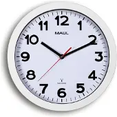 MAUL Wanduhr MAULstep Ø 30 x 5 cm funkgesteuert Kunststoff 1 x AA (1.5 V) weiß