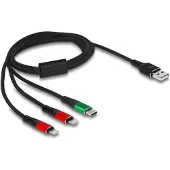 DeLOCK USB Ladekabel 3 in 1 Typ-A zu 2 x Lightning / USB Type-C 1 m, 1 m, USB A, USB C/Lightning, USB 2.0, Schwarz, Grün, Rot