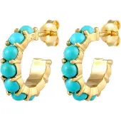 Elli Ohrringe Creolen Türkis Howlith Boho 925 Silber Vergoldet Elli Gold