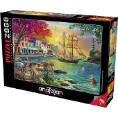 AnaTolian ANATOLISCHES Puzzle Schöner Sonnenuntergang über dem Hafen 2000 Teile