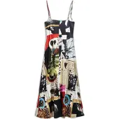 Desigual Kleid für den Alltag Newspaper Coll 25SWVK40 Bunt Regular Fit