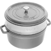 Zwilling Cocotte mit Dämpfeinsatz, 24 cm | Graphit-Grau | rund | Gusseisen