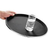 Esmeyer TENNESSEE Antirutsch-Tablett, Boden aus Fiberglas, Oberfläche aus Gummi mit Edelstahlapplikation