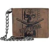 Green Burry Greenburry Kettenbörse Leder braun REBEL of VINTAGE Skull Totenkopf Geldbeutel