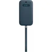 Apple Original iPhone 12 Pro Max Hülle - Echtes Leder - Hülle mit Band/Einsteckhülle - Blau