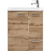 MÖBELPARTNER Badmöbel-Set Matteo BxHxT 50 x 60 x 25 cm Frontfarbe eiche natur mit Waschtisch Keramik weiß