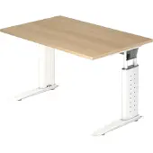 Hjh OFFICE PRO UNDA 12 W - 120 x 80 höhenverstellbar Eiche/Weiß