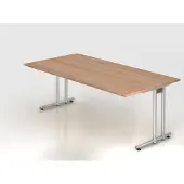 Hjh OFFICE PRO NANO 2E S - 200 x 100 Nussbaum/Silber