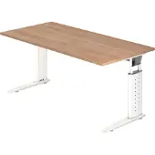 Hjh OFFICE PRO UNDA 16 W - 160 x 80 höhenverstellbar Nussbaum/Weiß