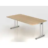 Hjh OFFICE PRO NANO 2E S - 200 x 100 Eiche/Silber