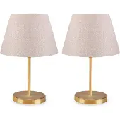 Opviq , Hochwertiges Tischlampen-Set (2 Stück), Cremefarben, 37 cm hoch | 100% PVC, Metallbeine, Schirmdurchmesser: 22 cm | Elegantes Design für modernes Wohnen und Hotels.
