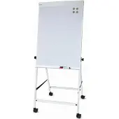 MAUL Flipchart office, Tafel B 70 x H 100 mm, inkl. Ablageschale, stufenlos höhenverstellbar, Vierbein, feststellbare Doppelrollen, weiß