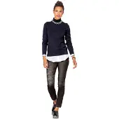 HEINE Rollkragenpullover "Rollkragen-Pullover", Damen, Gr. 34, blau (marine), 100% Baumwolle, unifarben, Pullover Rollkragenpullover