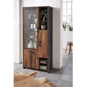 Die Möbelfundgrube Vitrine mit Glastür Old Wood - Beton - grau Breite 92 cm - CLIF