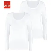 Vivance Langarmshirt "aus elastischer Baumwoll-Qualität" 2er-Pack, sommerliches Langarmshirt