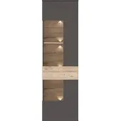 Forte Vitrine "Como", grau (grau, eichefarben), B:60,4cm H:203,3cm T:41,3cm, Holzwerkstoff, Schränke, Vitrine, Vitrine, Glastüre, LED Beleuchtung, Soft Close Linksanschlag