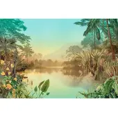 Overig Vliestapete "Digitaldruck Vlies - Lac Tropical - Größe 400 x 270 cm" bedruckt glatt Wohnzimmer, Schlafzimmer