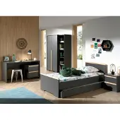 Vipack Kinderregal "London", grau (anthrazit), B:45,5cm H:195,2cm T:45cm, Holzwerkstoff, Regale, Kinderregal, Bücherregal mit Melamin-Oberfläche