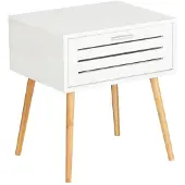 Wenko Beistelltisch mit Schublade Finja, Couchtisch, Nachttisch aus Bambus/MDF Wenko Beine: natur, Ablage: Weiß