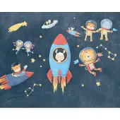 Overig Vliestapete "Digitaldruck Vlies - Friends in Space - Größe 350 x 280 cm" bedruckt glatt Kinderzimmer