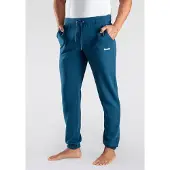 Bench. Loungewear Sweathose , Herren, Gr. 44/46 (S), N-Gr, blau (petrol), angeraute Sweatware, Obermaterial: 60% Baumwolle, 40% Polyester, unifarben, Basic, bequem lang, Hosen Sweathose, mit Logoprint
