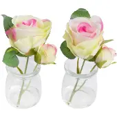 Botanic-Haus Kunstblume "Rose im Glas", beige (creme), B:9cm H:14cm T:9cm Ø:9cm, Kunststoff, Kunstpflanzen, Kunstblume