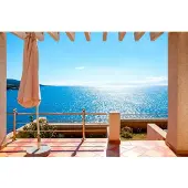 Papermoon Fototapete "Terrace with a Sea View", bunt, B:2m L:1,49m, Vlies, Tapeten, Fototapete