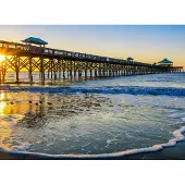 Papermoon Fototapete "Folly Pier Winter Sunrise", bunt, B:3,5m L:2,6m, Vlies, Tapeten, Fototapete
