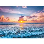 Papermoon Fototapete "Ocean Sunset Beach", bunt, B:3,5m L:2,6m, Vlies, Tapeten, Fototapete