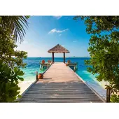 Papermoon Fototapete "Maldives Jetty", bunt, B:2,5m L:1,86m, Vlies, Tapeten, Fototapete