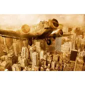 Papermoon Fototapete "Old Plane above Manhattan", bunt, B:2m L:1,49m, Vlies, Tapeten, Fototapete