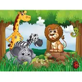 Papermoon Fototapete "Jungle Animals", bunt, B:5m L:2,8m, Vlies, Tapeten, Fototapete