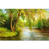 Papermoon Fototapete "Summer Wood Lake", bunt, B:2,5m L:1,86m, Vlies, Tapeten, Fototapete
