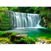 Papermoon Fototapete "Emerald Lake Waterfalls", bunt, B:2,5m L:1,86m, Vlies, Tapeten, Fototapete