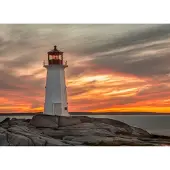 Papermoon Fototapete "Lighthouse Peggy Cove Sunset", bunt, B:5m L:2,8m, Vlies, Tapeten, Fototapete