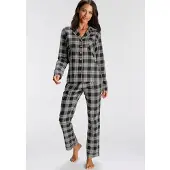 H.I.S. Pyjama Set, 2 tlg. aus Flanell mit Allover-Karomuster