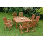 Merxx 9tlg. Comodoro Gartenmöbelset - 8 Sessel, 1 Tisch - Farbe: braun - Maße: Sessel:63x62x110 + Tisch: 100/150x150x74; 8x 25000-011 1x 25921-011