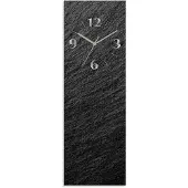 ARTland Glas Wanduhr Funkzuhr - silberne Zeiger Schieferoptik Größe: 20x60 cm
