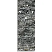 ARTland Glas Wanduhr Funkuhr - schwarzer Zeiger Schiefermauer Größe: 20x60 cm
