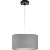 Fischer Leuchten Pendelleuchte, Metall schwarz, Leinen grau, H 150 cm