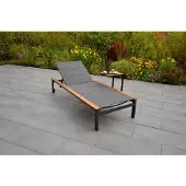 Merxx Gartenliege Paxos mit Beistelltisch Cee- Aluminium/Akazie/Textil