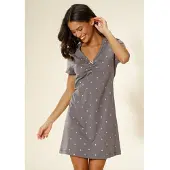 Vivance Nachthemd violett Gr. 32/34 für Damen. Mit Zierschleife und Allover-Druck, Schleife. Bequem. Nachhaltig.