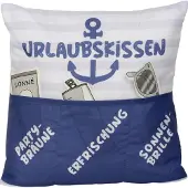 Hergo Sofahelden Kissen "Urlaubskissen" Kissen bedruckt, mit Kartondeko, 3 Taschen zum Befüllen