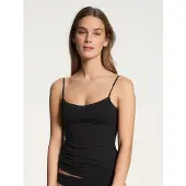 Calida Spaghettitop "Cate" Satin-Einsatz, Single Jersey Qualität, elastisch, weich, feminin