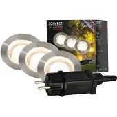 Briloner Connect to Shine 3er Set Bodeneinbauleuchten, Starterset, mit Bodenhülse, IP67 Wasserfest, Warmweißes Licht, silberfarbig, 4,5 x 6,6 cm