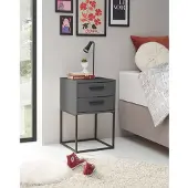 Die Möbelfundgrube Nachttisch mit Schubladen graphit 40 x 39 cm - SUNA