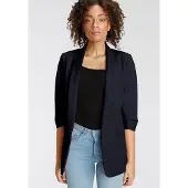 ONLY Kurzblazer "ONLELLA – Femininer Blazer mit 3/4-Ärmeln und Raffung" regular fit, casual, Web, Kunstfaser, V-Ausschnitt